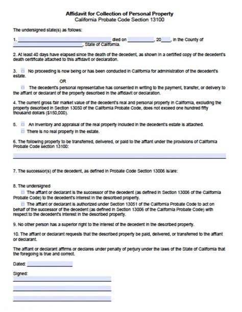 Download this free affidavit form below and have it customized for your unique legal. Free California Small Estate Affidavit Form | PDF - Word