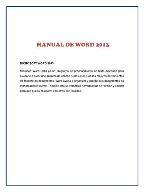 Manual De Word 2013 Pdf Microsoft Word Archivo De Computadora