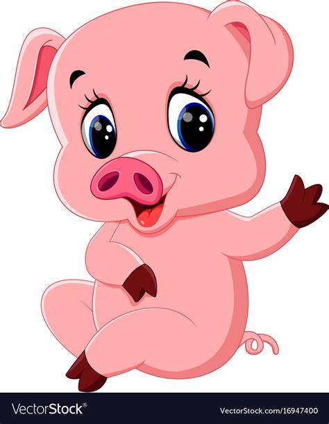 Cute Pig Cartoon Posing Royalty Free Vector Image