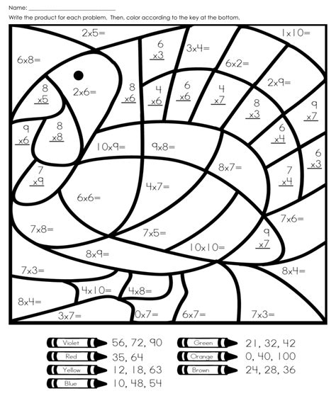 Multiplication Thanksgiving Worksheets