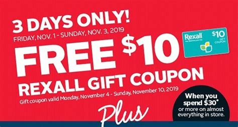 Free 10 Coupon When You Spend 30 Or More At Rexall Wilmington