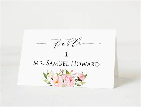 Wedding Place Cards Template Printable Head Table Card