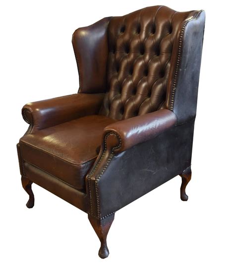 Antique wing chairs, victorian leather buttoned wing back armchair. Tufted Leather Wing Chair For Sale at 1stdibs
