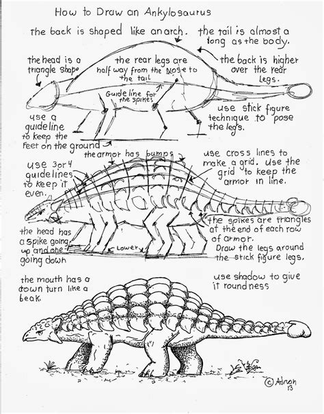 See picture 9 to work on the small forelimbs and claws. How to Draw Worksheets for The Young Artist: How to Draw ...