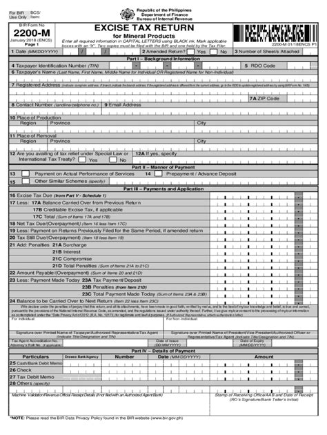 2018 2024 PH BIR Form 2200 M Fill Online Printable Fillable Blank