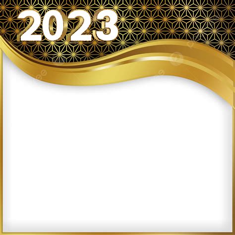 2023 Black Gold Business Border Happy New Year Gradient Wireframe