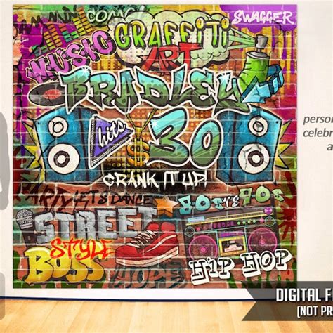 Hip Hop Party Backdrop Graffiti Photobooth Background Poster Etsy