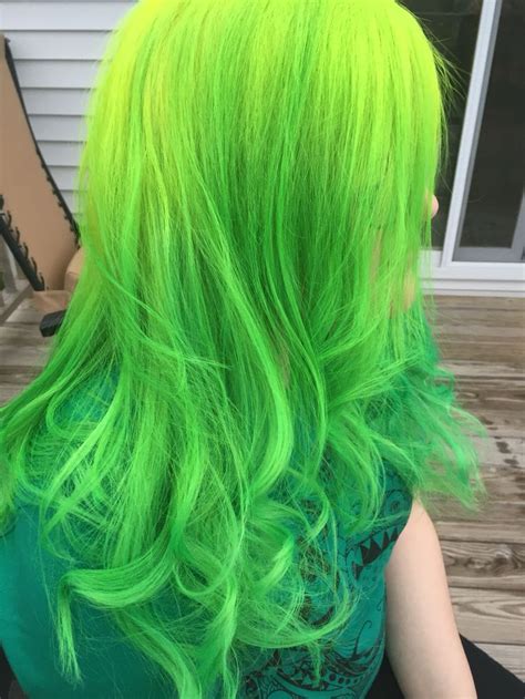 Pravana Vivids Neon Yellow Melted Into Neon Green Pastel Green Hair
