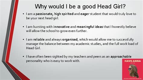 Anna Haywardsurry Head Girl Manifesto 20182019 How Would
