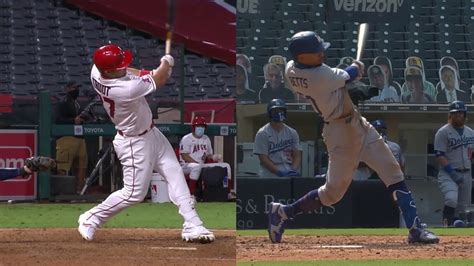 Mike Trout And Mookie Betts Side By Side Swing Comparison Slow Motion