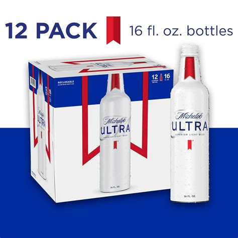 Michelob Ultra Light Beer 12 Pack Beer 16 Fl Oz Bottles