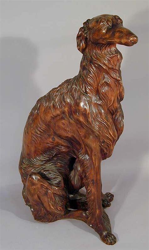 A Black Forest Life Size Carved Wood Dog Black Forest Wood Carved