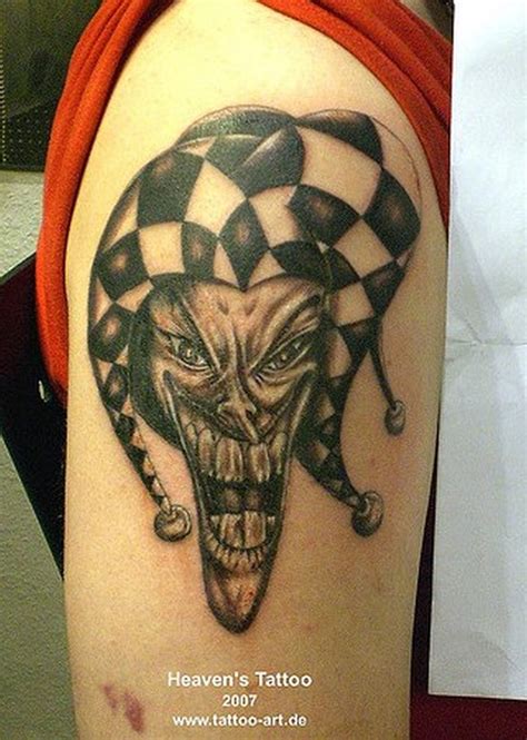 evil joker clown on arm tattoo tattoos book 65 000 tattoos designs