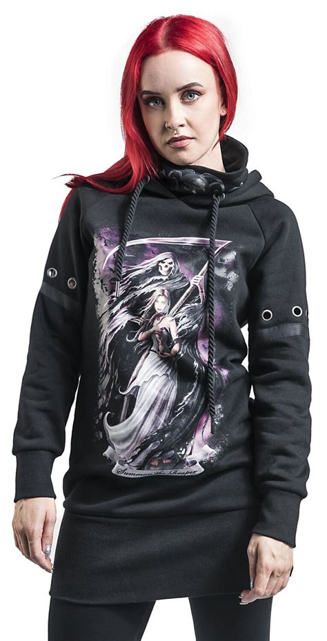 Gothicana X Anne Stokes Hooded Dress With Grim Reaper Gothicana By