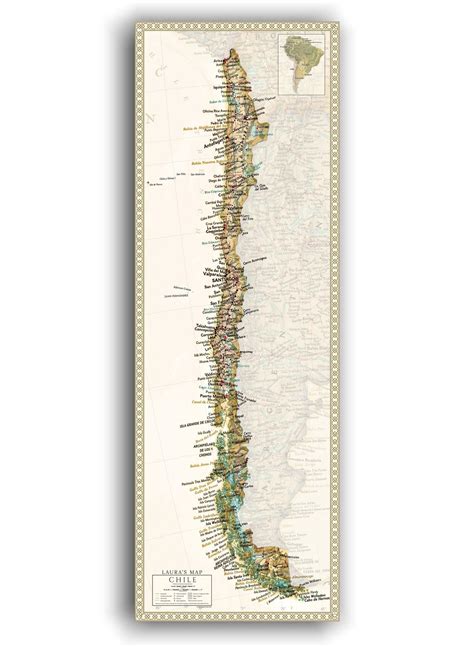 Mapa De Chile 2023 Sepia Lámina Mappin