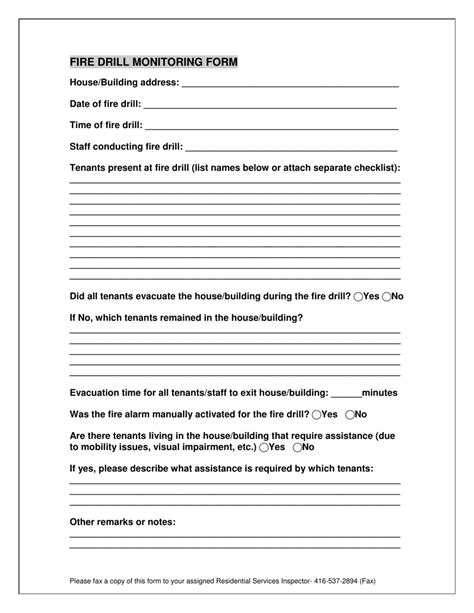 Fire Drill Monitoring Form Fill Out Sign Online And Download Pdf