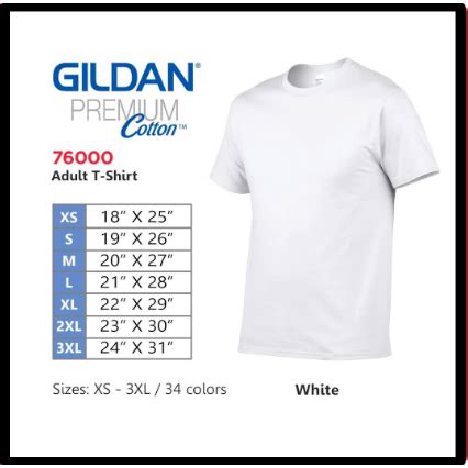 Gildan Premium Cotton Shirt 76000 Adult XS To 5XL Gildan Shopee