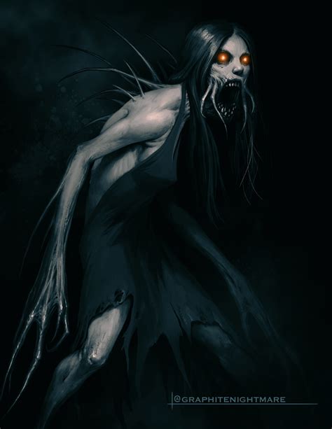 A Creepy Creature With Red Eyes And Long Hair