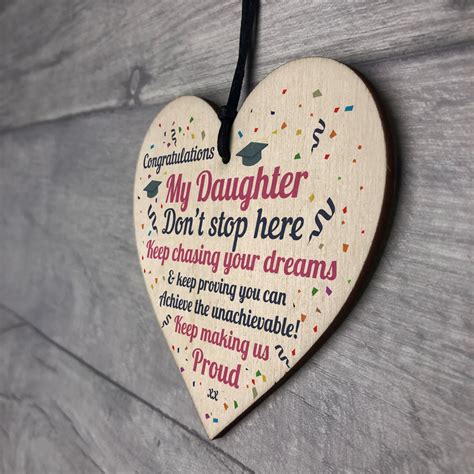 Time to celebrate her impressive achievements! Graduation Gifts For Daughter Wooden Heart Sign ...