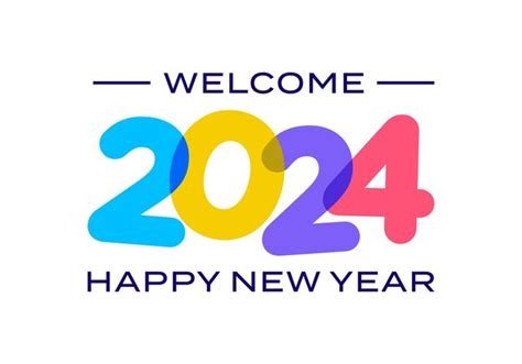 Premium Vector 2024 Number Text Happy New Year Overlapping Color