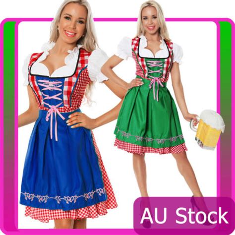 Ladies Oktoberfest Beer Maid Wench German Bavarian Heidi Fancy Dress Costume Ebay