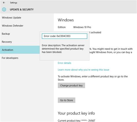 Windows 10 Pro Is Not Activating Error Code 0xc004c003 Microsoft