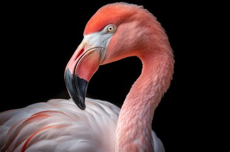 Premium Ai Image Pink Flamingo Close Up Portrait