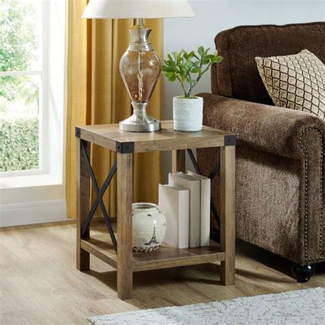 Walker Edison Furniture Co Rustic Oak Side Table Af18mxstro Farm