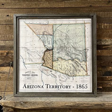 Vintage Arizona Territory Map Circa 1865 Printed On Canvas