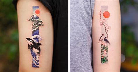 Rectangular Tattoos Reveal Body Art Inspired By Chinese Paintings