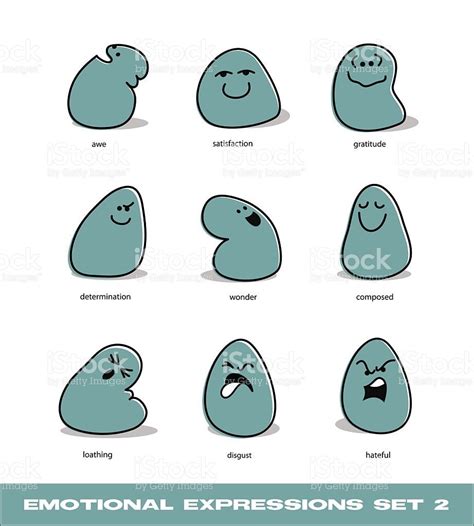Emotions Icon Set With Cute Cartoon Blob Characters Cartoon Character Design Cartoon Style