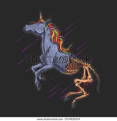 Unicorn Dead Horror Colorful Illustration Stock Vector Royalty Free