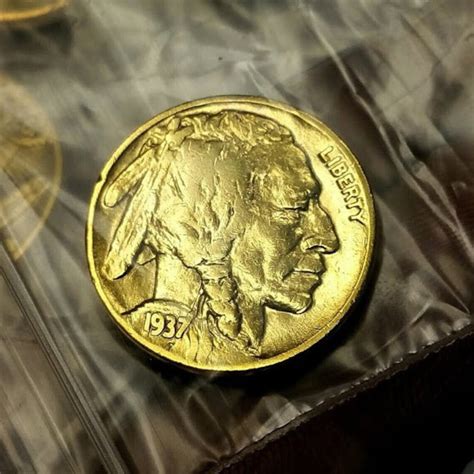 Buffalo Nickel Pure 24k Gold Plated Aka Indian Head Nickel Etsy