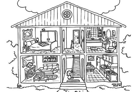 Drawing images that you print and color. Doll-House-Coloring-Pages (With images) | House colouring ...
