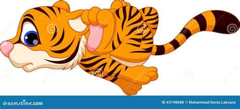 Cute Tiger Cartoon Running Stock Illustration Illustration Of Safari