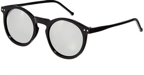 Asos Keyhole Round Sunglasses With Mirror Lens In Black For Men Lyst