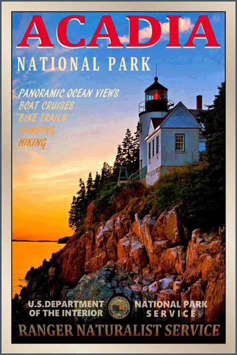 Acadia National Park New Retro Ranger Lighthouse Poster 4