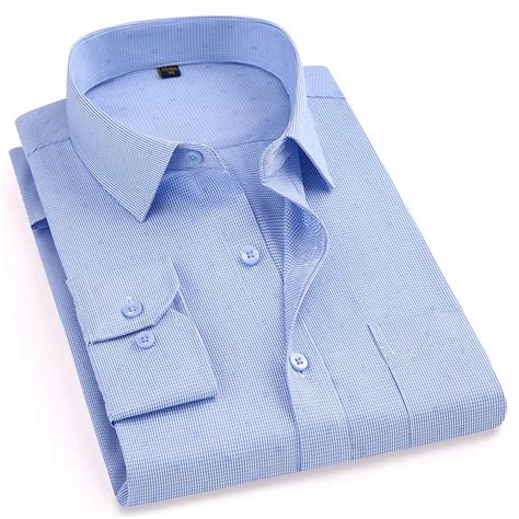 Fashion Business Mens Smart Casual Shirts Square Collar Long Sleeved