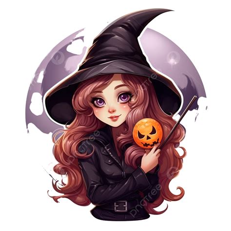 Witch Girl In A Halloween Hat With Lollipop Beautiful Halloween Female