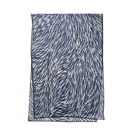 Australian T Silk Chiffon Scarf Aboriginal Print “bush Grasses” Black Uds107 Outstations