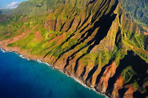 Beautiful Aerial View Of Spectacular Na Pali Coast Kauai Stock Image