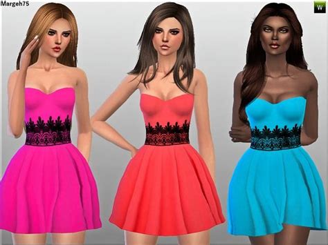 Margeh 75s S4 Just A Dress Sims 4 Clothing Female Clothing Strapless