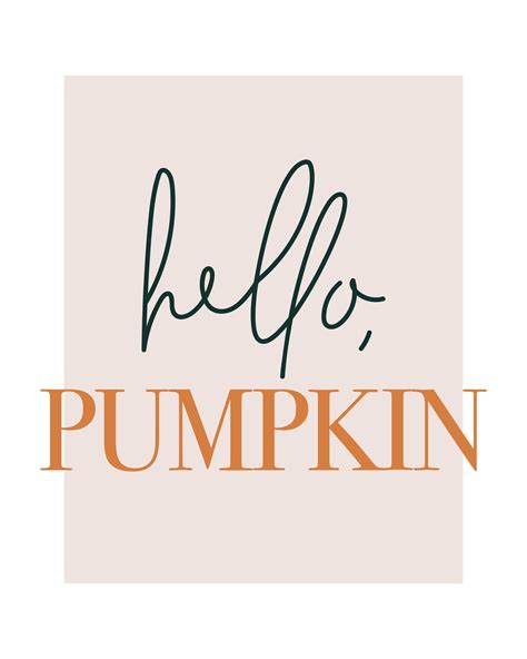 Hello Pumpkin Digital Print Printable Fall Poster Cute Etsy