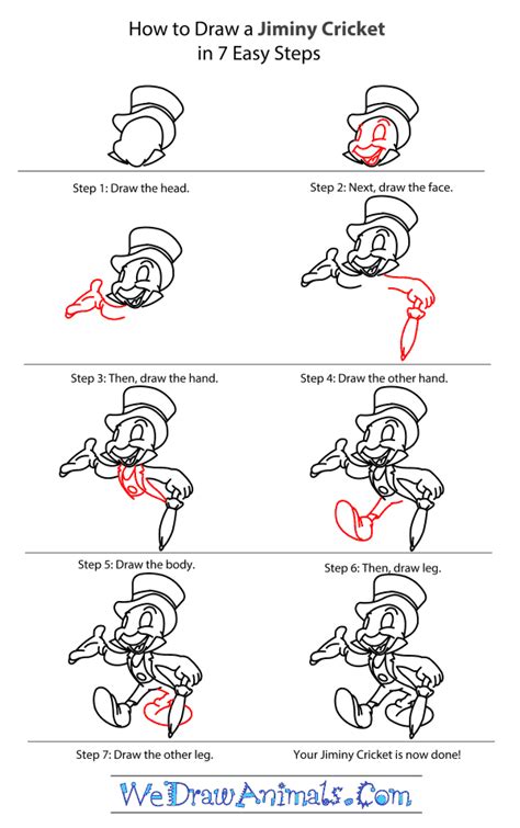 How To Draw Jiminy Cricket Cartoon Drawing Tutorial Easy Disney