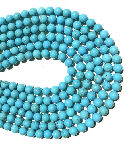 Natural Blue Turquoise Beads Mm Mm Mm Mm Mm Round Loose Etsy