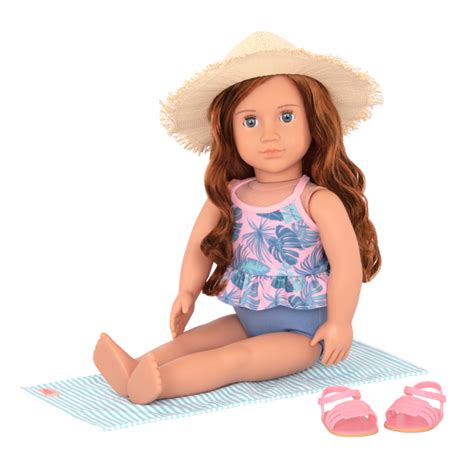 New Our Generation 18 Lexie Doll With Beach Outfit Brown Hairblue