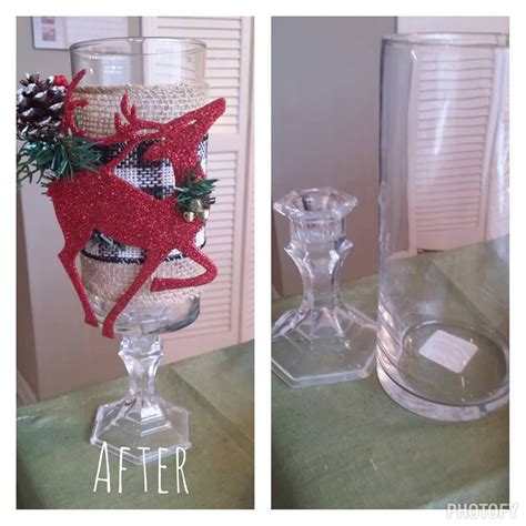 Dollar Tree Vase Candleholder And Reindeer Ornamentjust Add Some