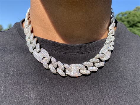 16mm Iced Out Silver Gucci Link Chain Jewlz Express
