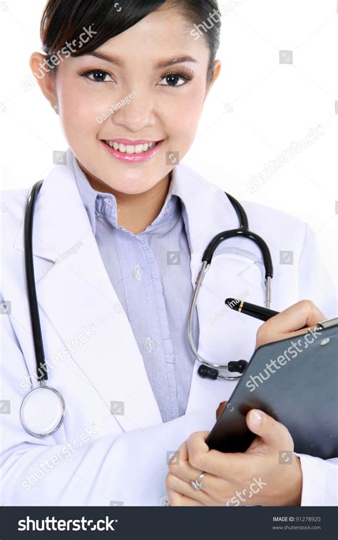 Smiling Medical Doctor Stethoscope Isolated Over Stock Photo 91278920