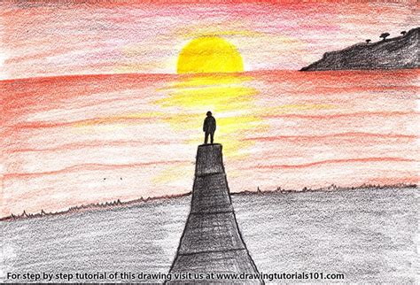Learn How To Draw Sunset Scenery Sunsets Step By Step